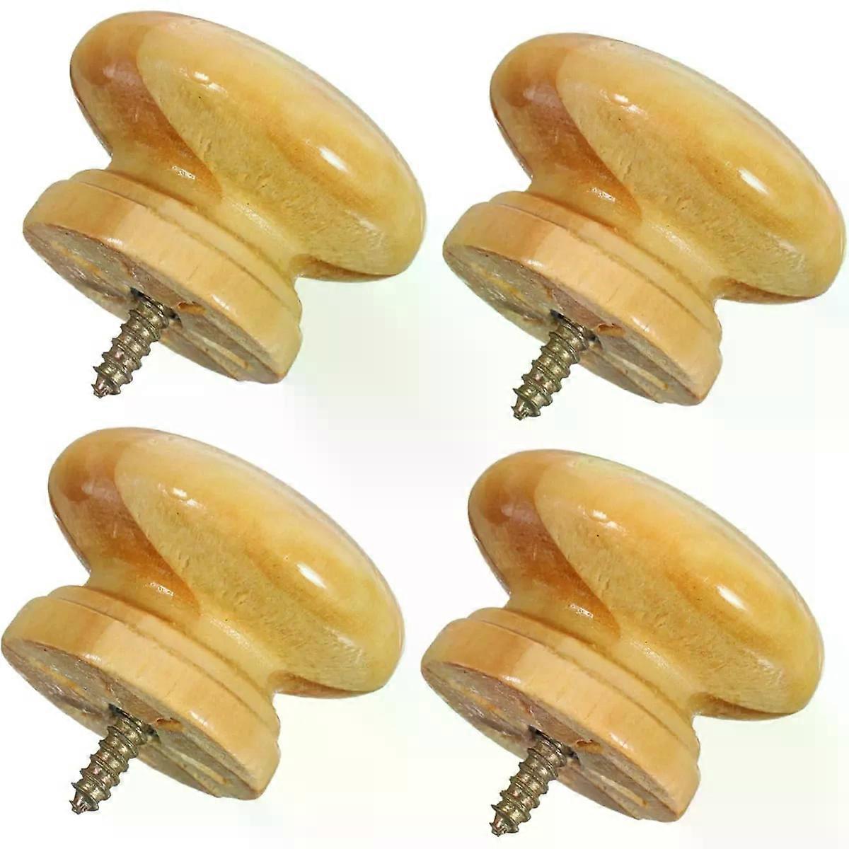 jojofuny 4pcs Wood Cabinet Pull Handles Round Knobs for Drawers