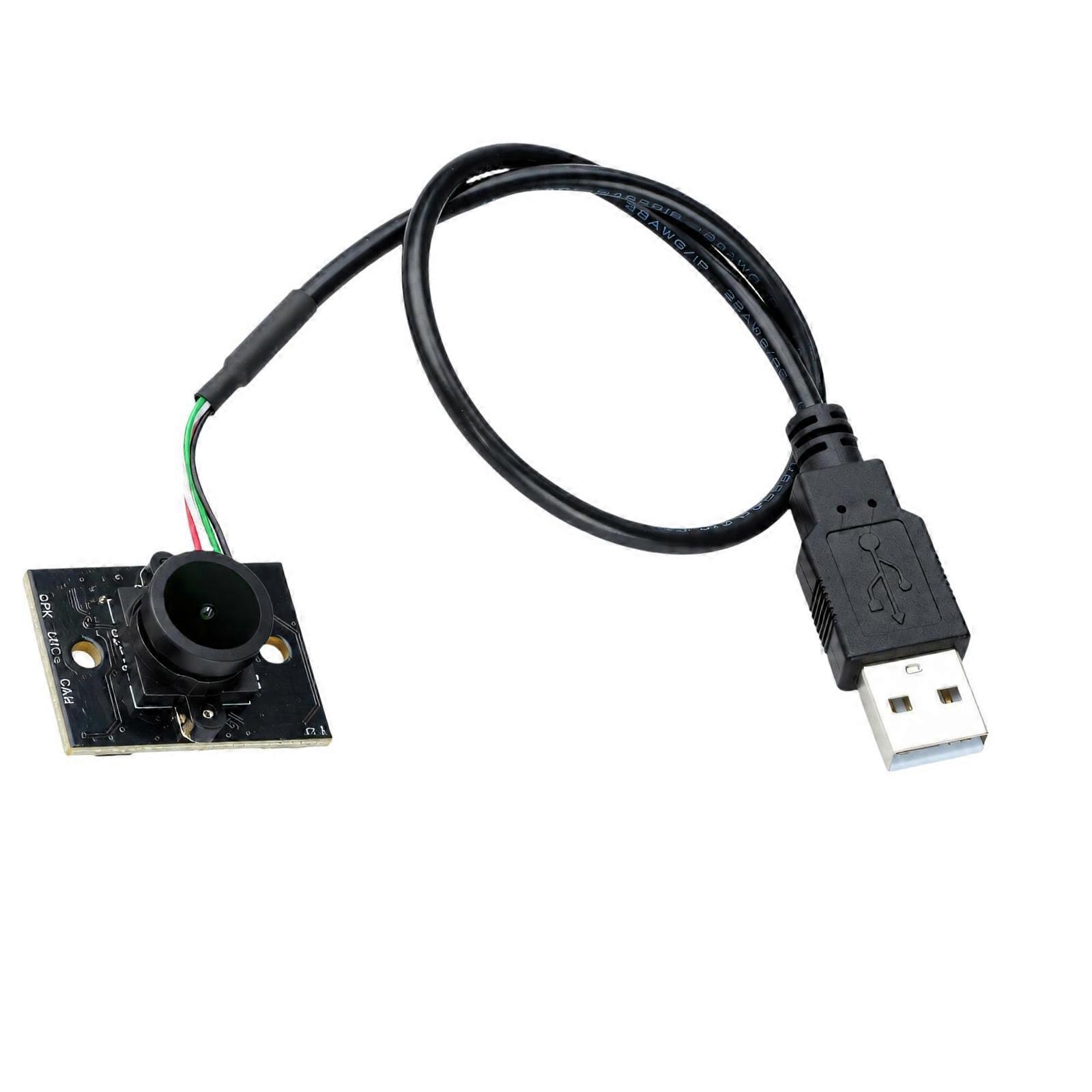 Camera Microphone Speaker Development Module with Attached USB-A Cable, Two Mounting Holes and Wide-Angle Images Capturing for Embedded Prototypes