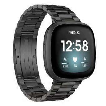 Titanium Metal Band for Fitbit Versa 4 and Sense 2, 20mm Precise Fit Black Strap Replacement Wristband