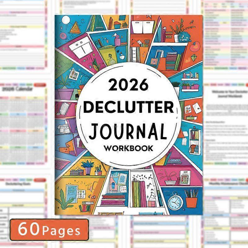2026 Declutter Journal Workbook, 60-Page Home Organization Planner Notebook, Progress Tracker and Task Checklists