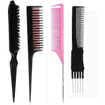 Women's Hair Styling Comb, Hair Separation Comb, 4 Hair Styling Tools(black and pink)-brnv