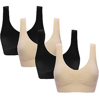 4 pakkausta naisten saumattomat langattomat rintaliivit pehmustettu Comfort Bralette musta ja iho