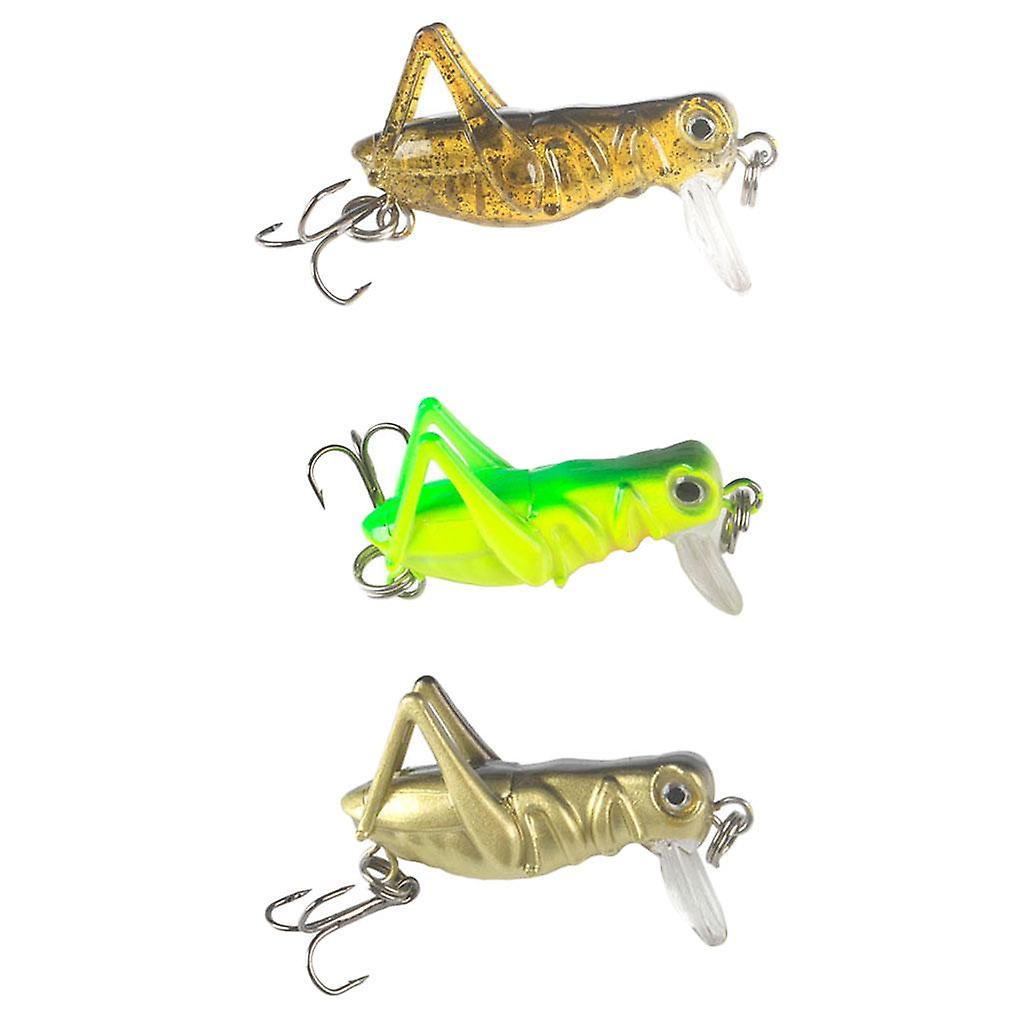 3Pcs Künstliche Heuschrecken Insekten Angelköder Harte Köder Crankbaits A