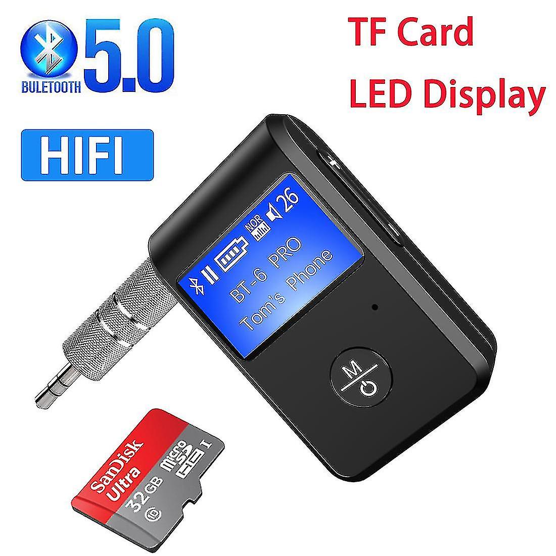 Bluetooth 5.0 Audio Receiver Tf Card Mp3 Player Lcd Display 3.5mm Aux