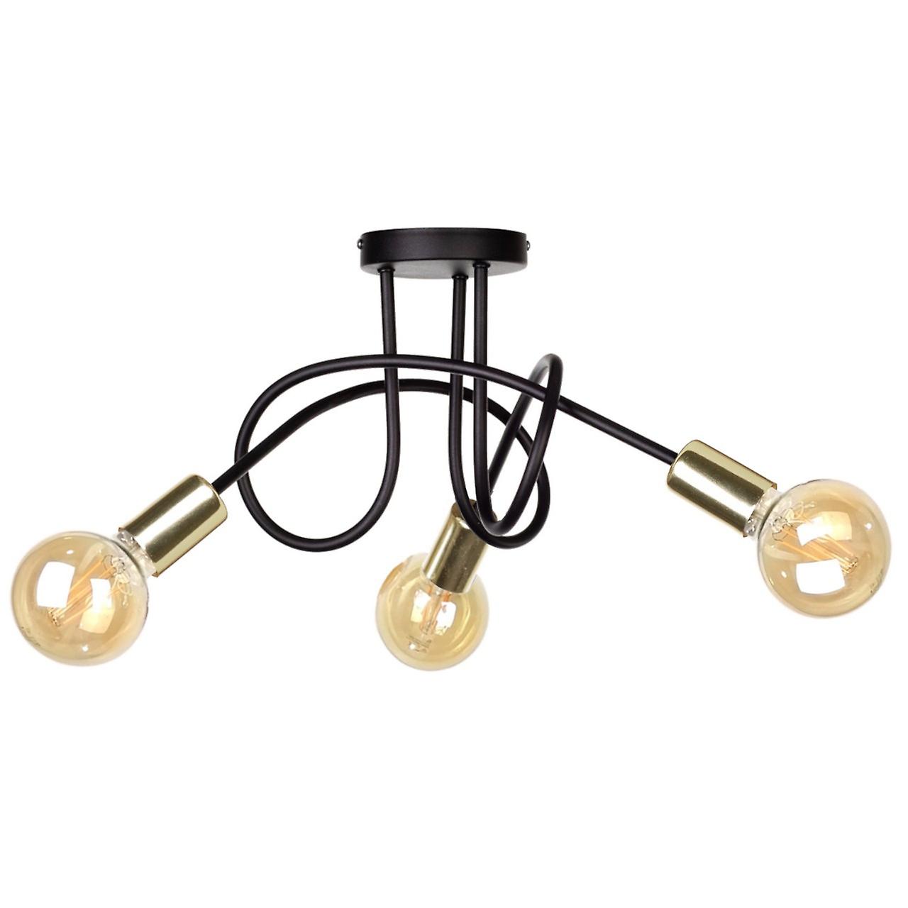 Rumba Multi Arm Semi Flush Ceiling Light Black, Gold, 50cm, 3x E27