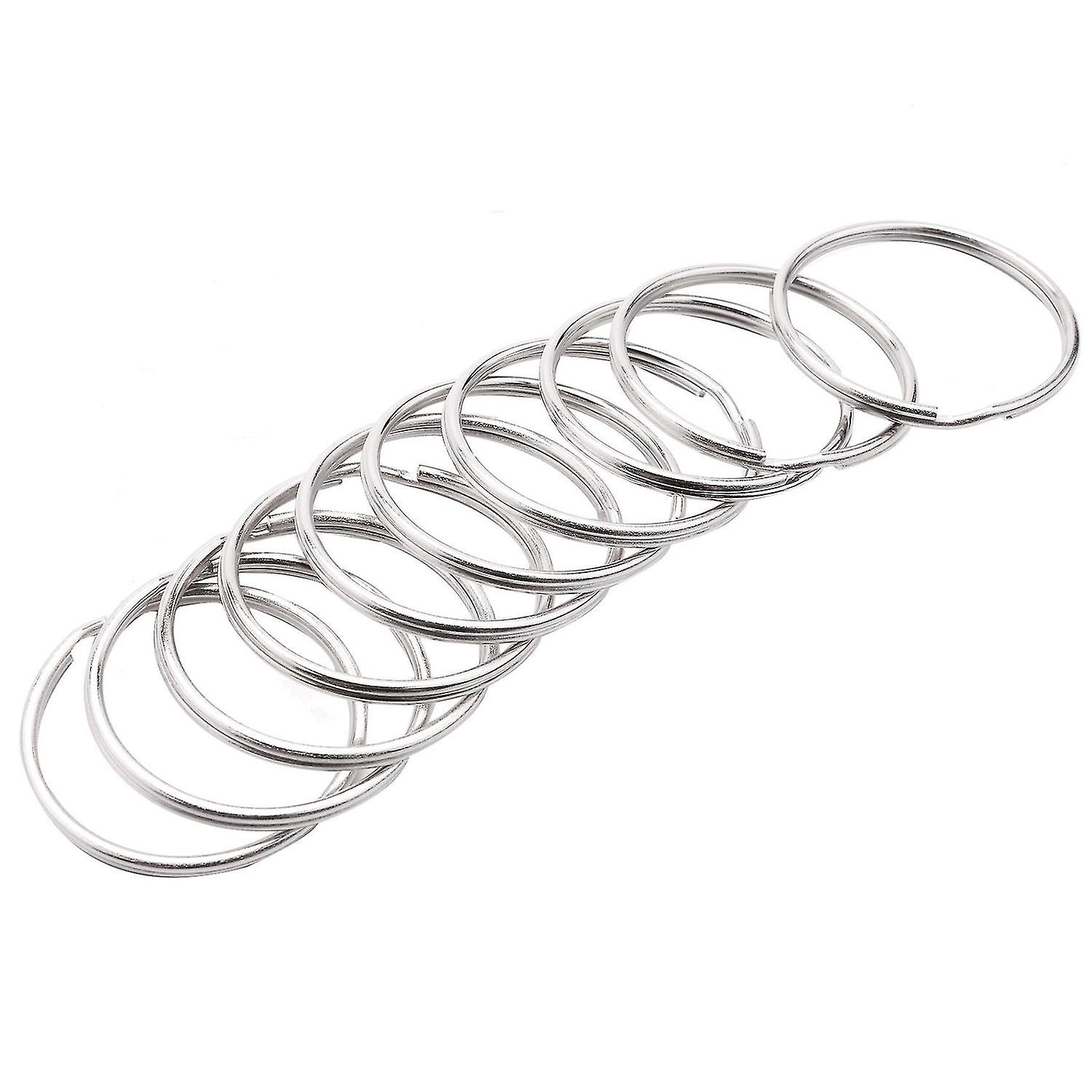 10x 50mm Keyring Split Ring Set Large Nickel Key Loop Sprung Hoop