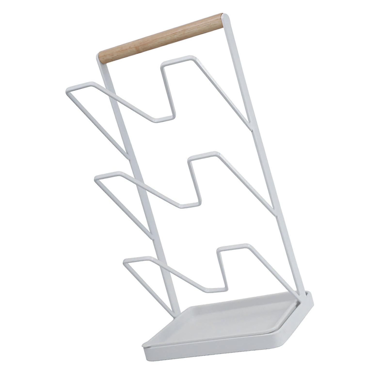 3-Layer Vertical Iron Pot Lid Rack with Drainage - 850g Organizer