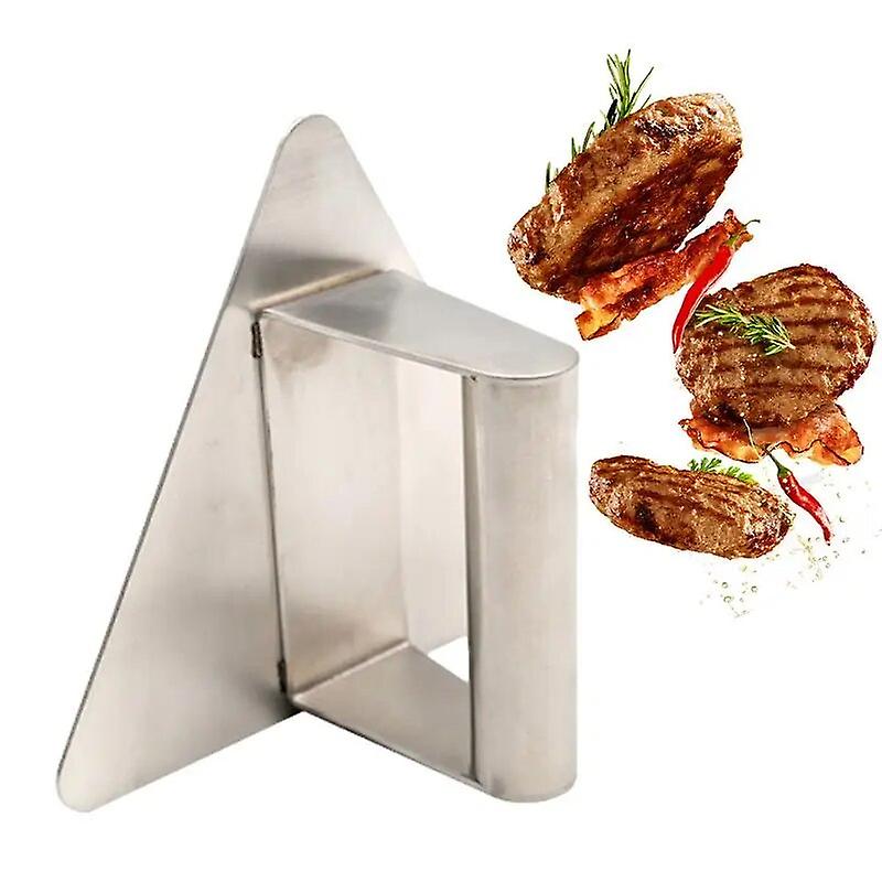 Stainless Steel Burger Press Hamburger Meat Smasher Triangle Shape Flat Top Burger Press With Handle For Bacon Chef Patty Maker