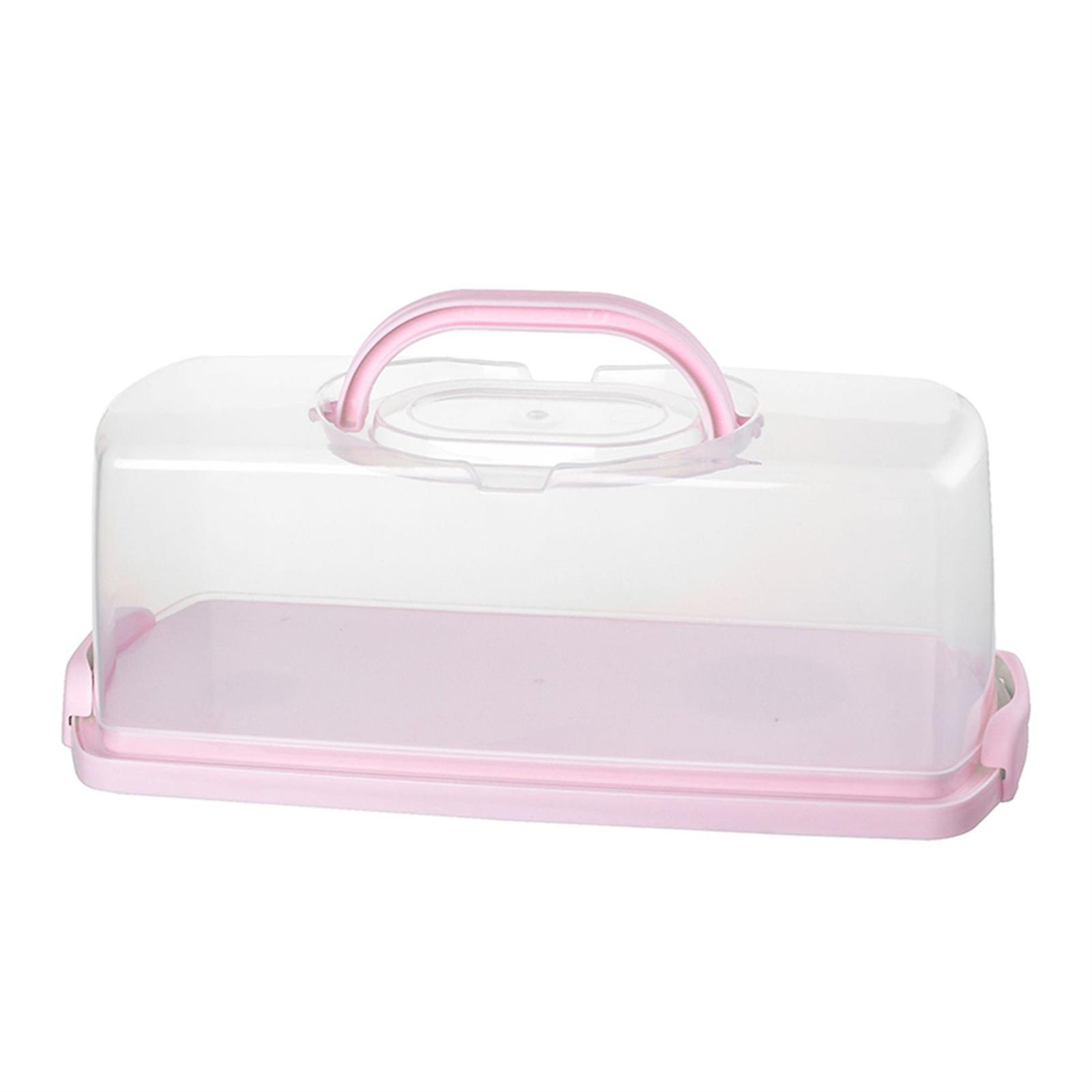 Portable Rectangular Loaf Bread Box with Transparent Lid Cake Storage Container with Handle  for