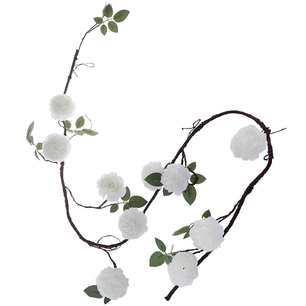6ft seta artificiale peonia fiore edera vite appendere ghirlanda floreale decoro bianco