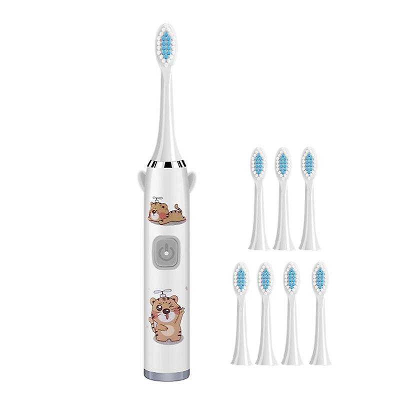 Children Electric Toothbrush White with 8 Heads