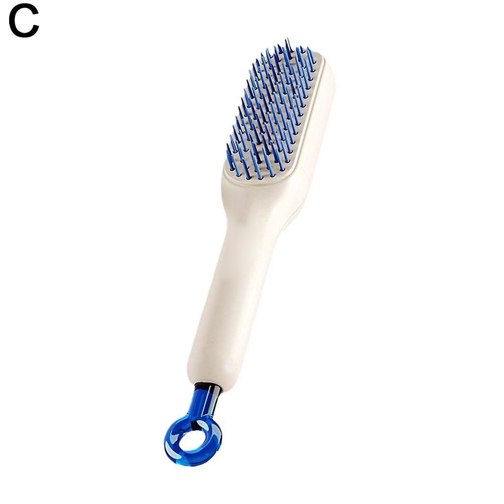 #White(C)$Retractable comb, rotatable comb, anti-static hair comb, anti-hair tangling comb, long hair, household automatic cleaning portable comb