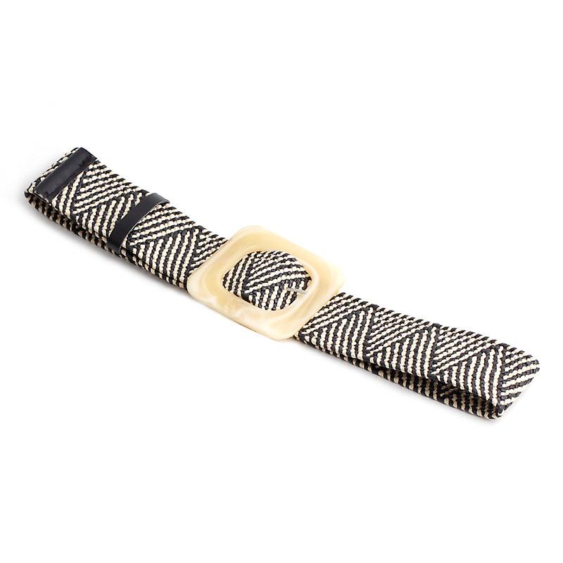 Women Belts Pp Grass Woven Fashion Belt Square Buckle Round Buckle Simple Decorative Pin Buckle Waist Seal