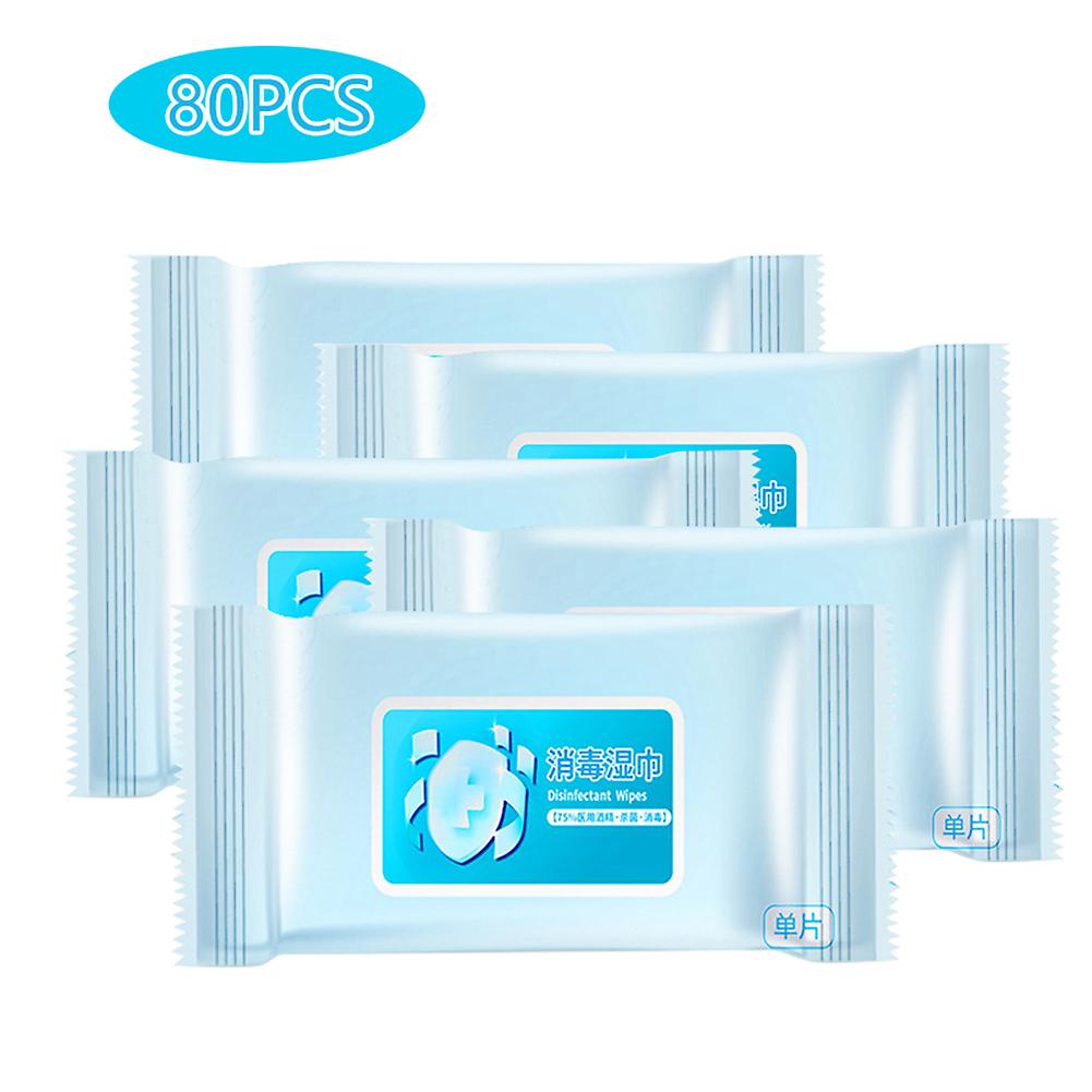 80pcs Portable Wet Wipes Hands Face Skin Surface Cleaning Non Woven Fabrics Moist Tissues Individually Wrapped