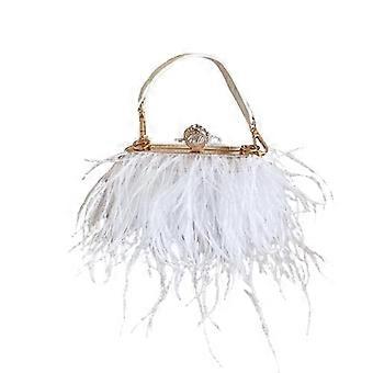 Ostrich Hair Ring Clutch Bag Ladies Pu Chain Messenger Shoulder