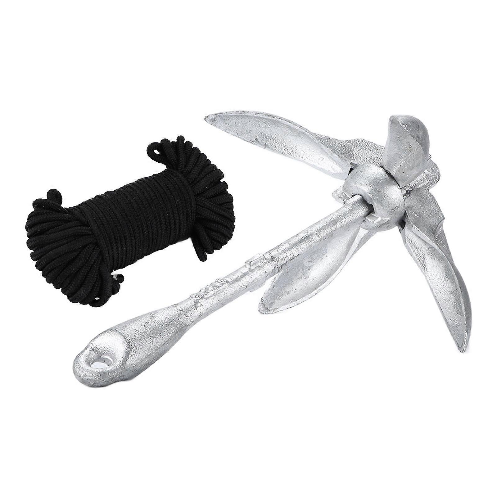 3.2kg Marine Anchor with 20m Rope Portable Folding Carbon Steel Galvanized for Boat Kayak NO.24106