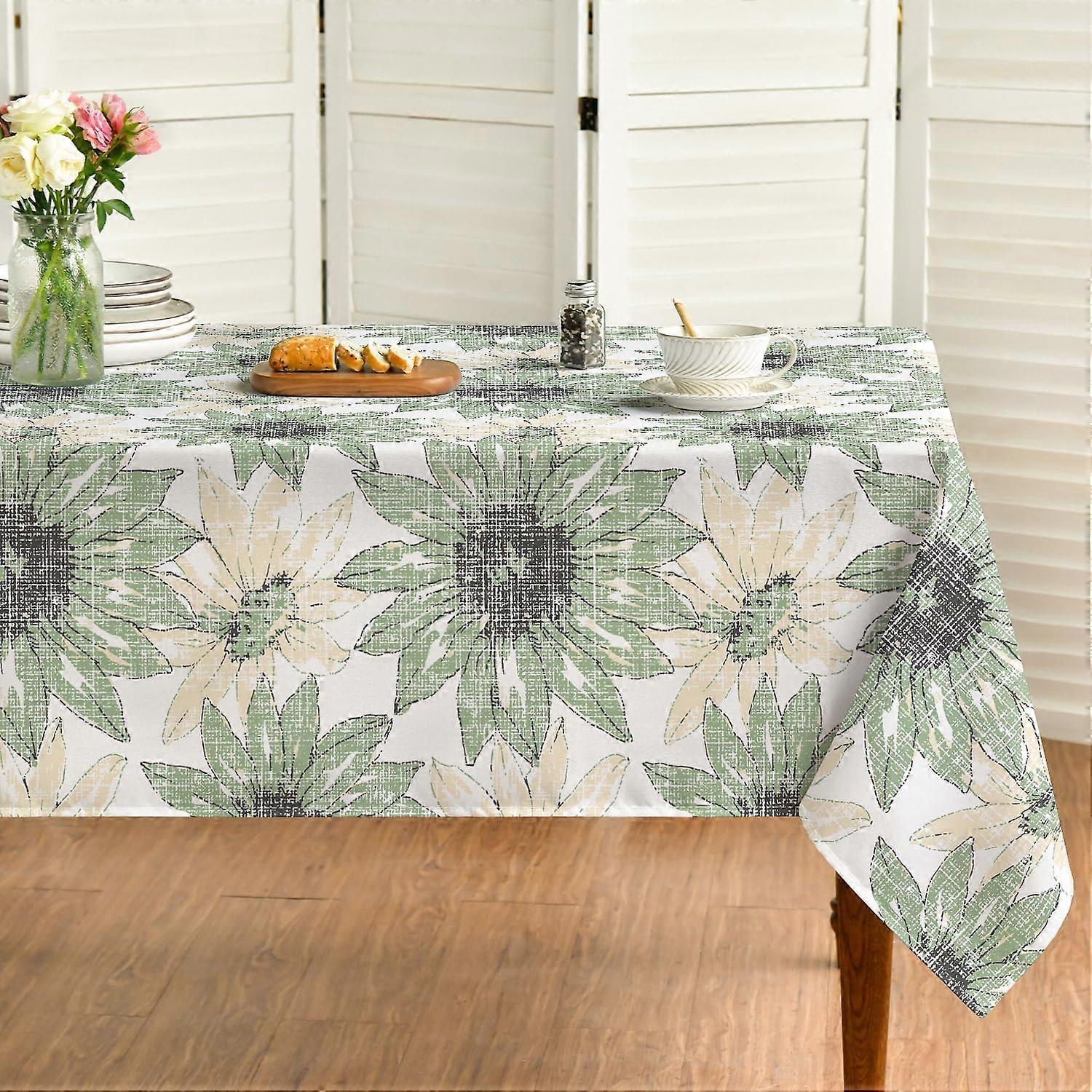 مفرش مائدة مستطيل 6084 بوصة ، غطاء طاولة موسمي عتيق أخضر قابل للغسل لديكور عشاء نزهة الحفلات