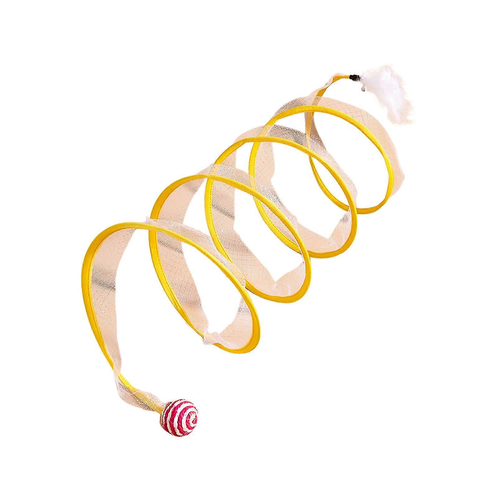 Self-play Cat Hunting Spiral Tunnel Toy S-shaped Foldable Cat Tunnel with Tassels Bells And Furry Balls Indoor Toys for Exploration And Activity