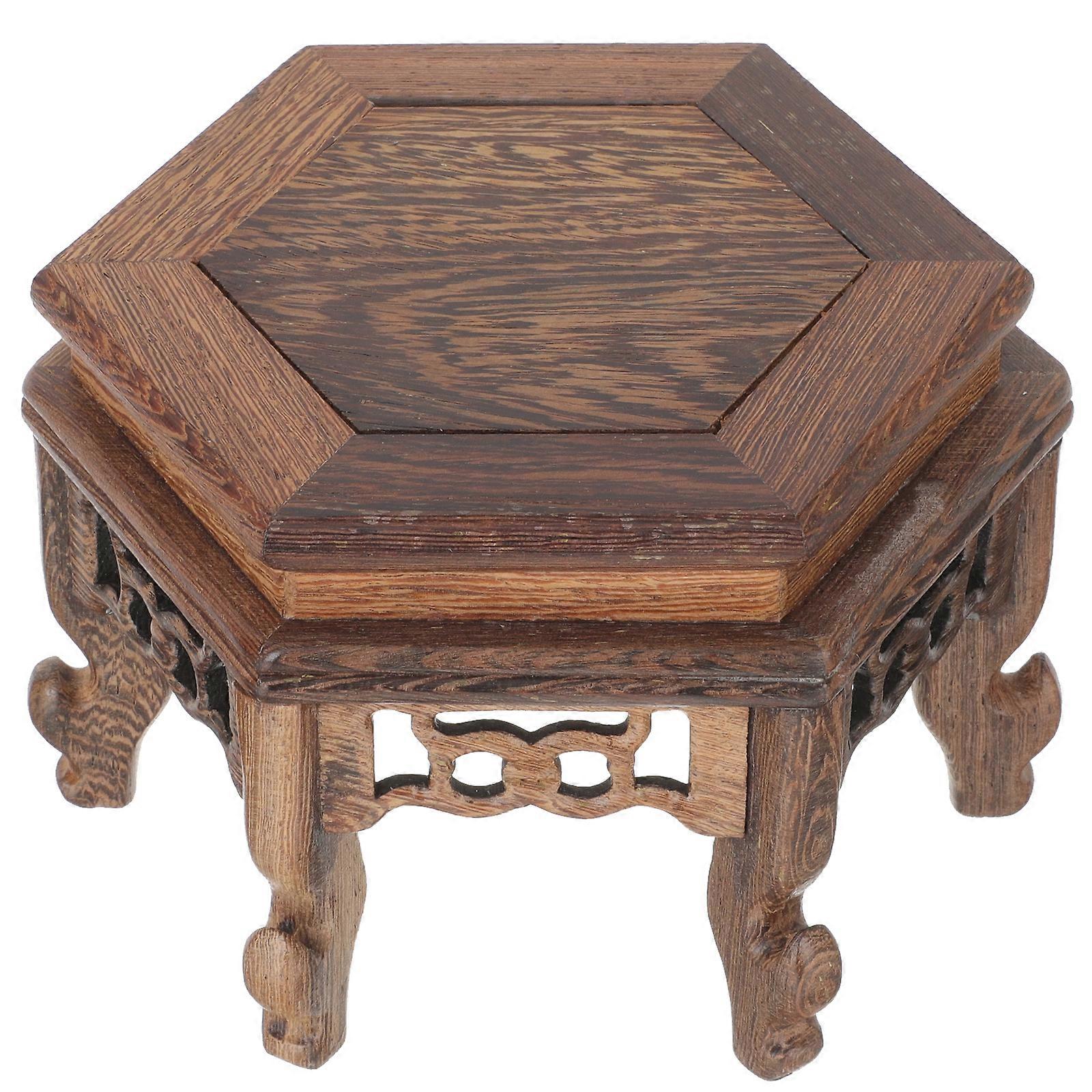 Taburete de madera Planta Stand Estilo chino Maceta Display Rack Tetera Base