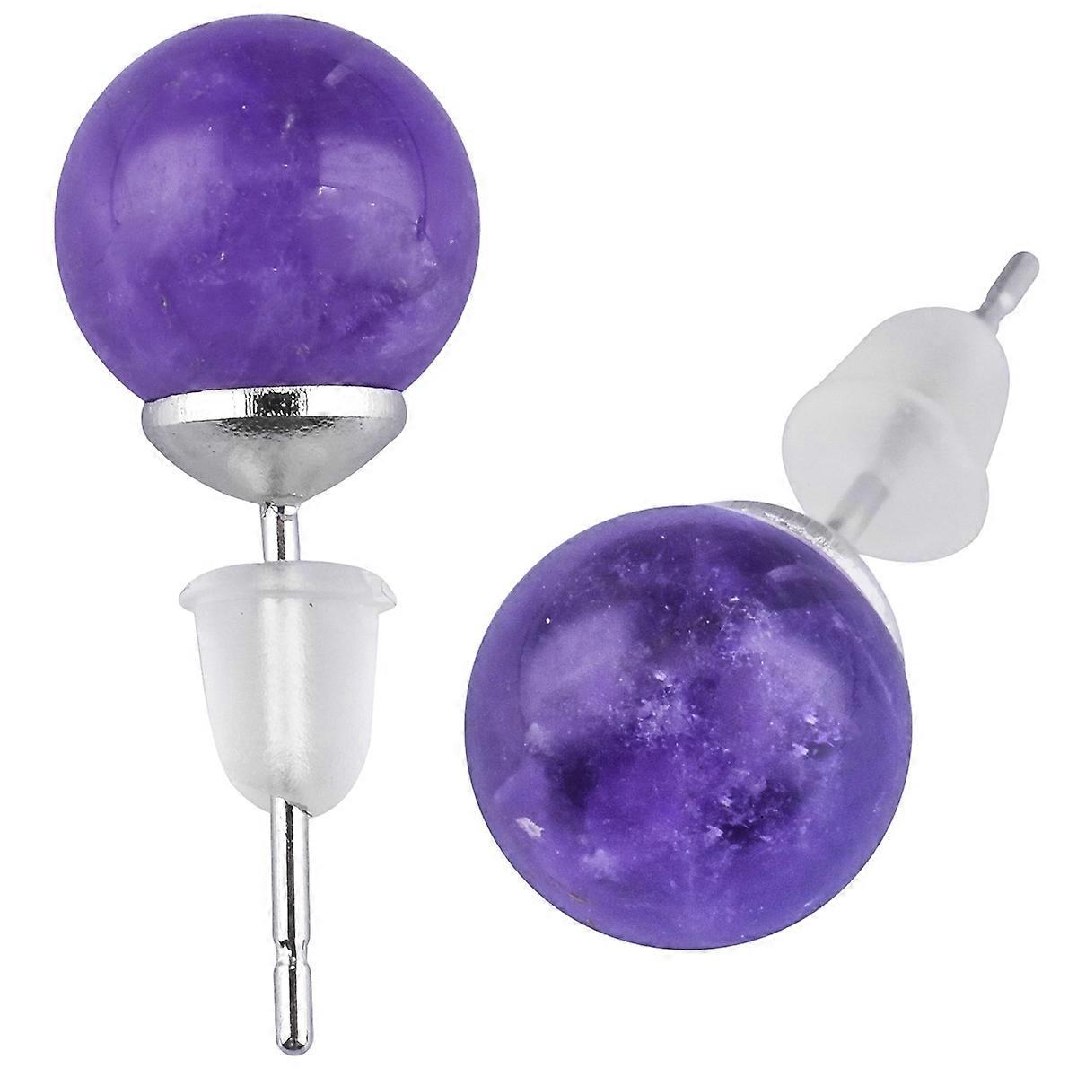 Earrings-Purple Quartz Sphere-Elegant Simplicity-Retro Charm