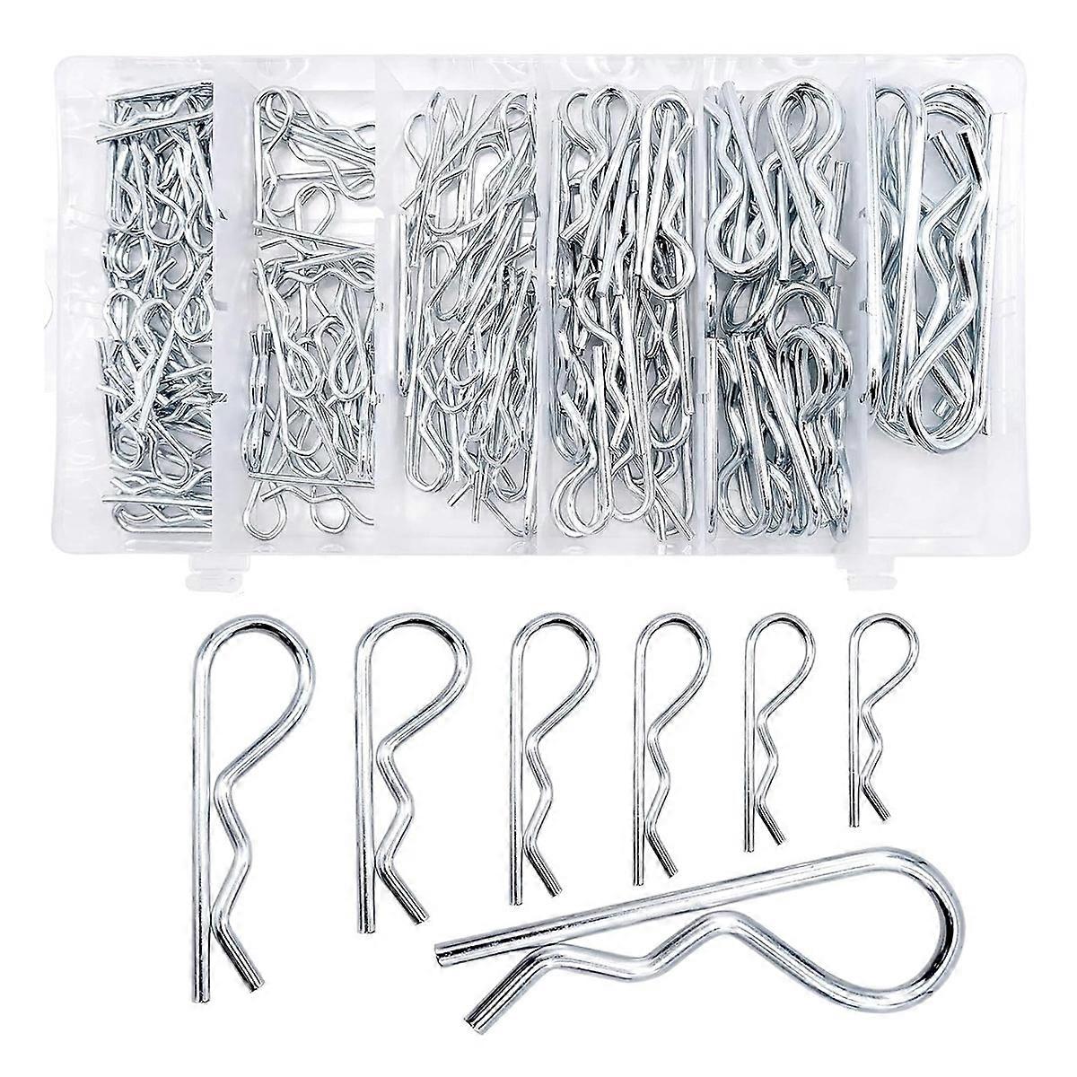 100 PCS Cotter Pins Assortment Kit, R Clips Split Pins Cotter Pin Retaining Spring Hitch Cotter for Use on Hitch Pin Lock Systems, Heavy Duty Zinc Pla