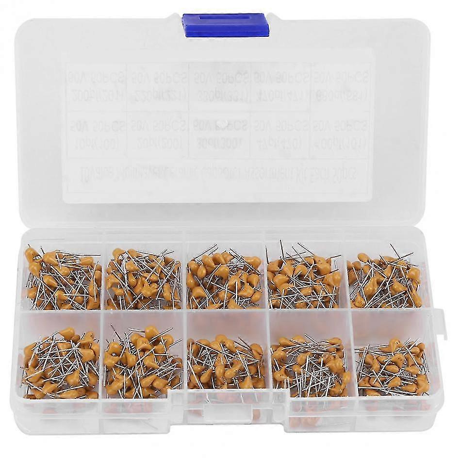 500pcs 10 Values 10pf-680pf Monolithic Ceramic Capacitor Assorted Kit