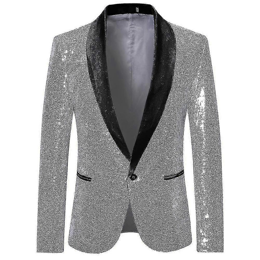Moda męska Sequin Casual Blazer Wediing Celebration Suit Jacket