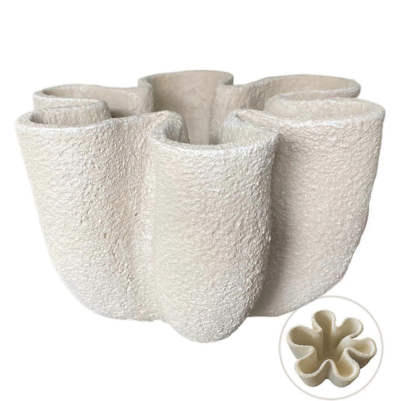 Curvy Decorative Bowl Fluted Vase Decorative Centerpiece Floral Container For Living Room Coffee Table Bookshelf
