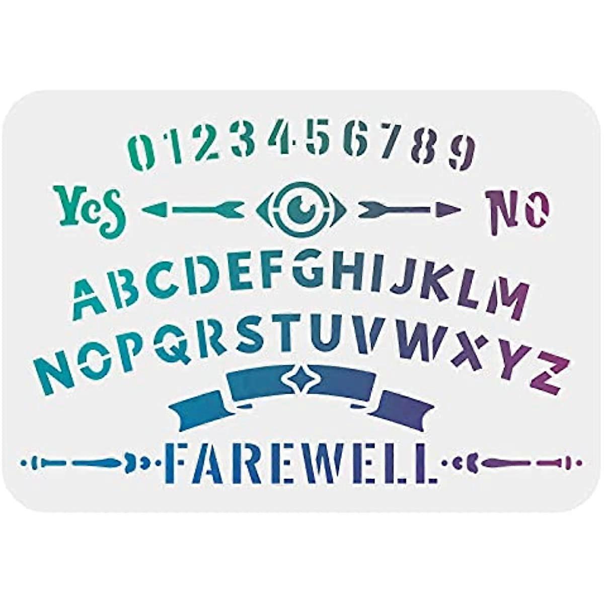 Ouija Board Stencil (12"x8"/30x21cm) Rectangle Ouija Board Painting Stencil Template Reusable DIY Stencil Template for Painting on Wood