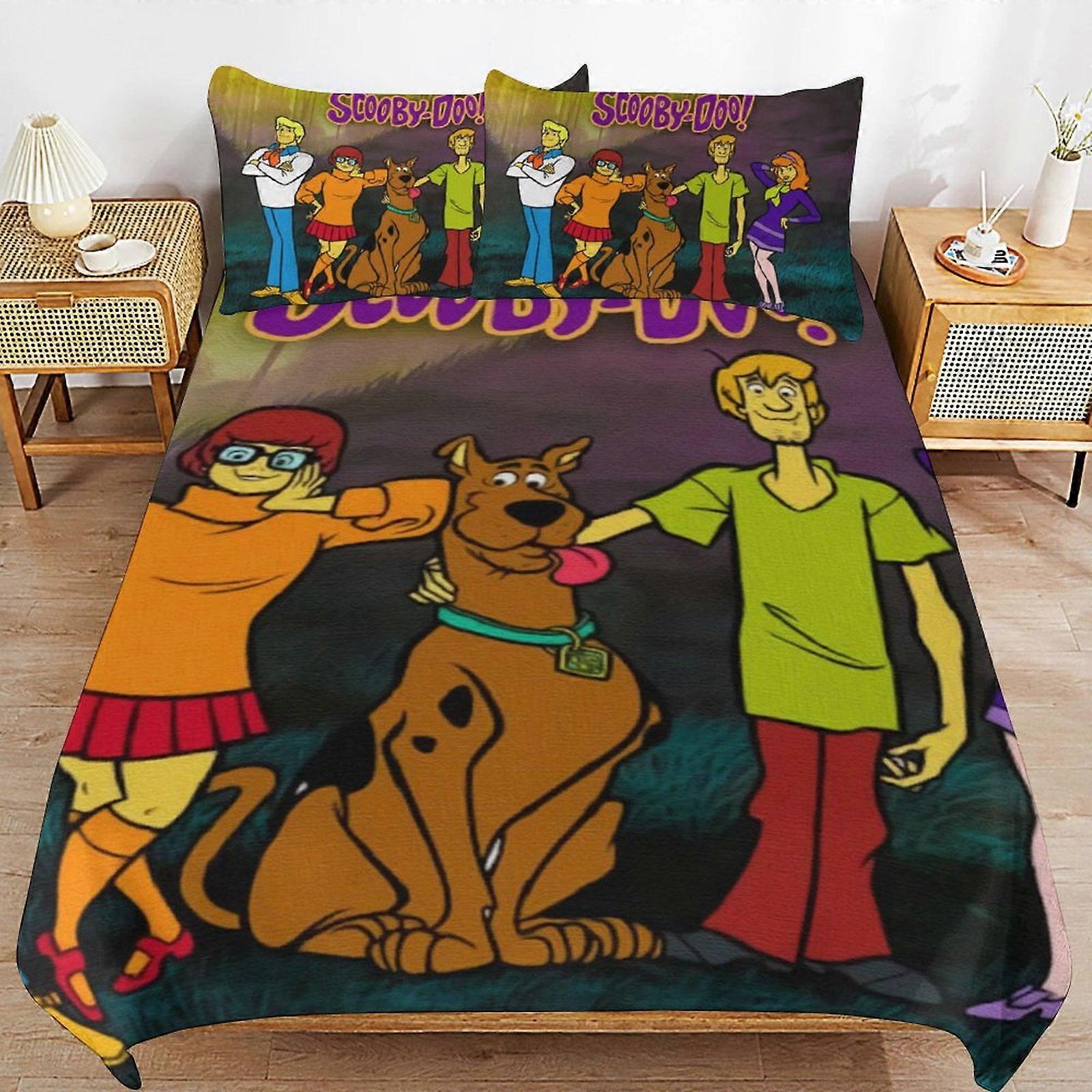 x213 Scooby Doo Comforter Set 3 Pieces Quilt Cover Set Soft Bedding Sets for All Seasons (1 Comforter 2 Pillowcases) hb213