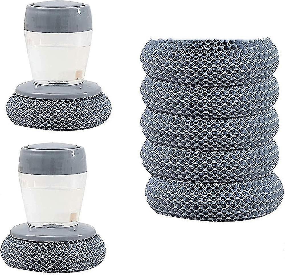 Cleaning Brush Soap Dispensing Palm Brush, Automatic Liquid Adding Steel Wire