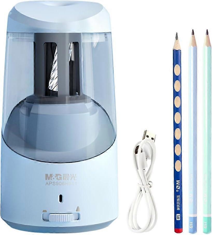 Blue Electric Pencil Sharpener, Portable Automatic Pencil Sharpener for Colored Pencils, Auto Stop, Super Sharp & Fast, USB Operated for 6-8mm Pencils
