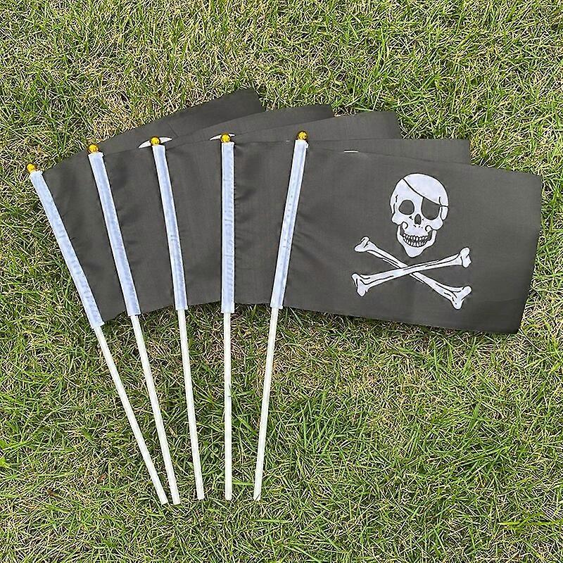 Aerlxemrbrae 100pcs/lot 14*21cm Skull and Cross Crossbones Jolly Roger Pirates Hand Flag