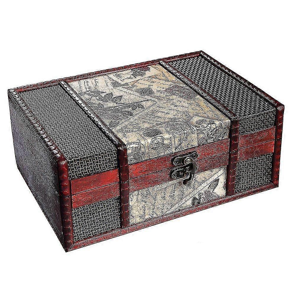 Treasure Box 9.0inch Retro Stamps Small Trunk Box Compatible With Jewelry Storage