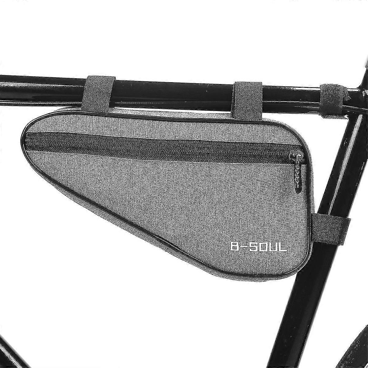 B-soul 1.5l Bike Storage Bag Handlebar Bag Triangle Saddle Frame Pouch For Cycling - Red-color:grey