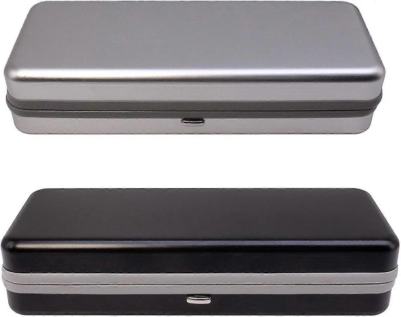 أزياء نظارات شمسية ألومنيوم حالة نظارات 2 قطعة أسود + فضي كبير