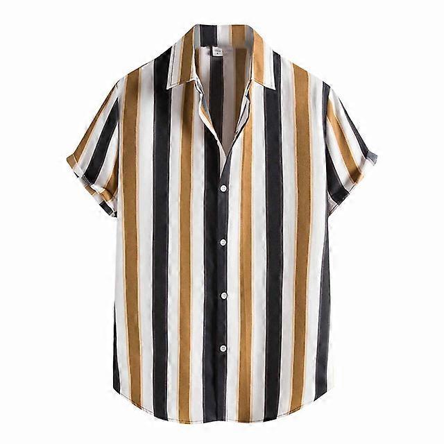 Men Floral Shirts Slim Fit Dress Cotton Linen Print Short Sleeve