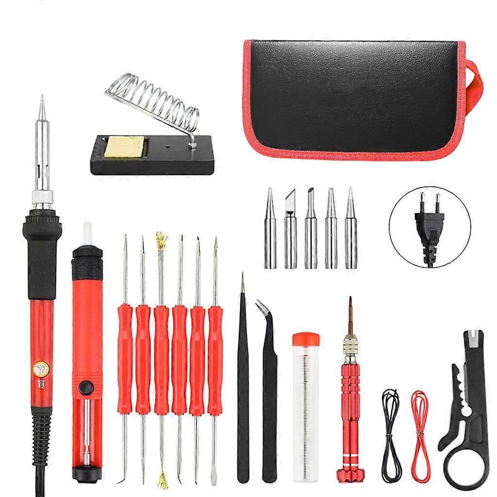 26PCs Fast Heating Soldering Iron Tool Set Pure Copper Tips Ventilation Holes