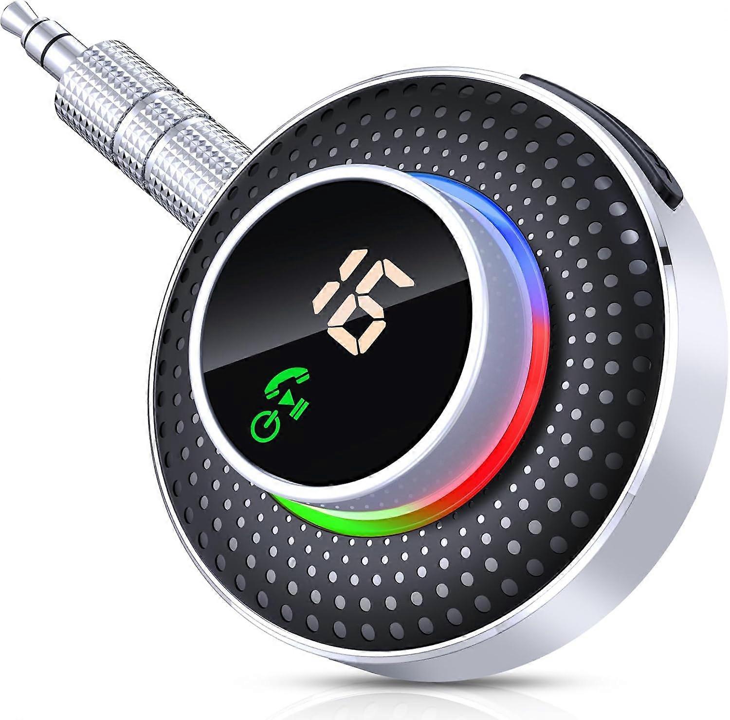 nice Bluetooth Car Adapter 5.3, Bluetooth Receiver 3.5mm AUX Jack [Enlarged Button & LED Display], Bluetooth Adapter for Car Radio/Home Stereo, Suppor