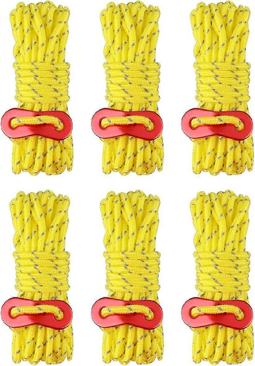 4m Reflective Tent Rope Nylon Rope Diameter 4mm Twine With Tensioner 4 Or 6 Or 12 Pieces For Camping Hiking Awning