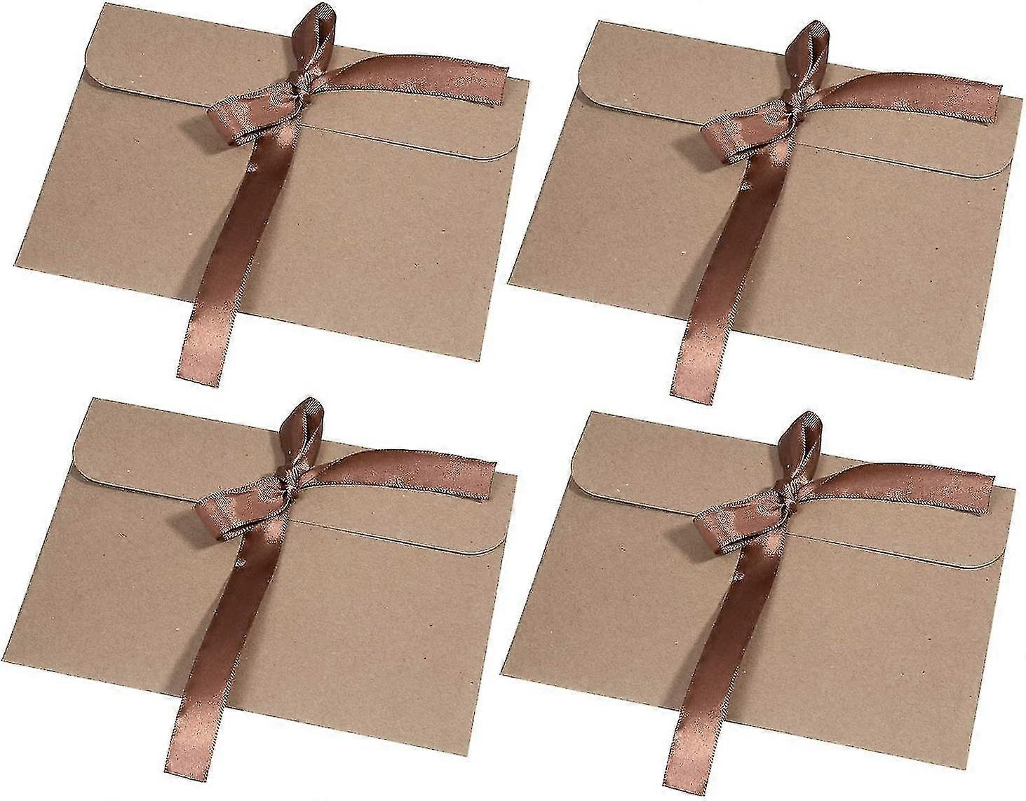 50 Pcs Kraft Envelopes,premium Envelopes Retro Envelopes With Ribbons For Invitations, Letters, Birthday Cards