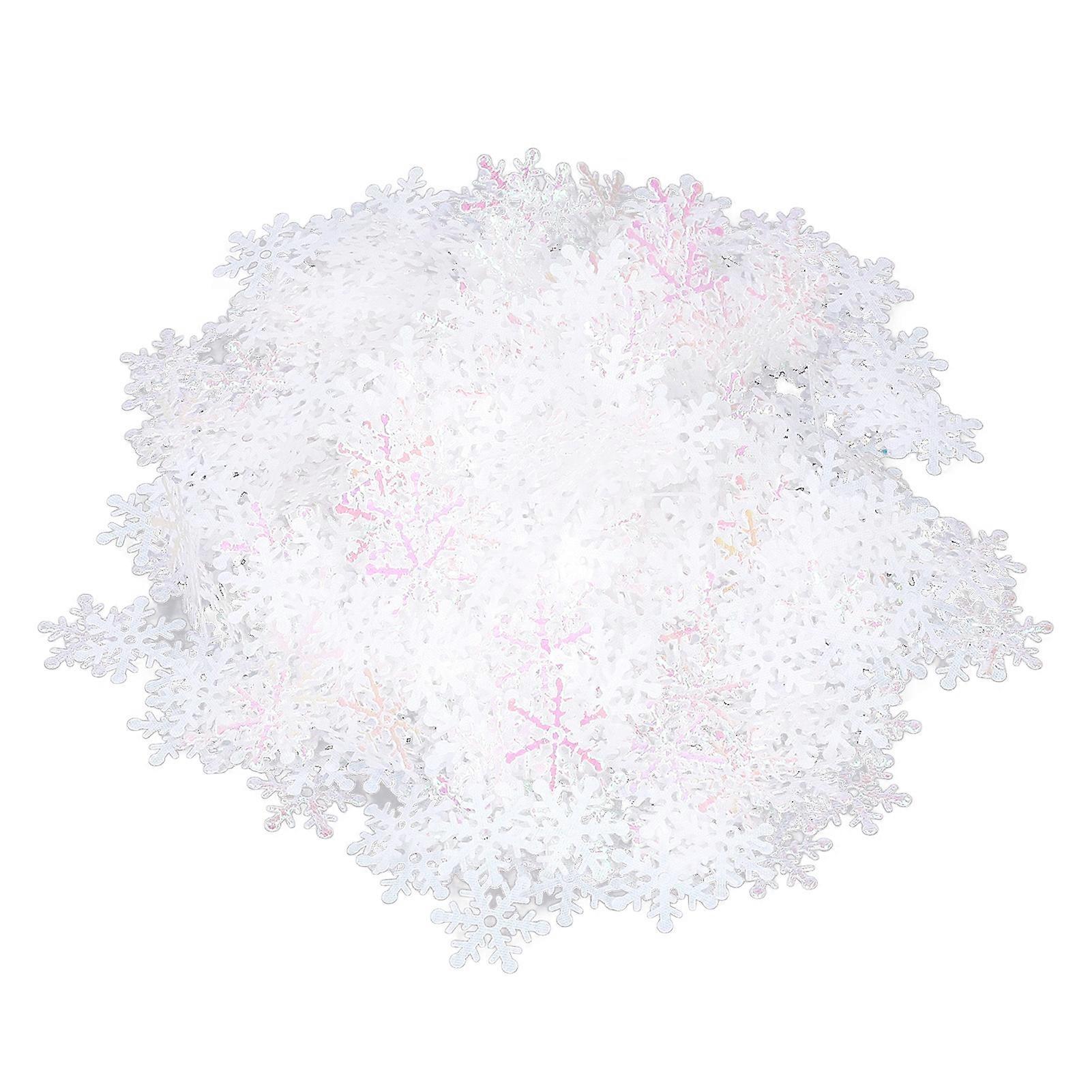 1000Pcs Snowflake Confetti 0.9in Vibrant Color Reusable Plastic Multi Purpose Christmas Confetti for Box Tree Vase White