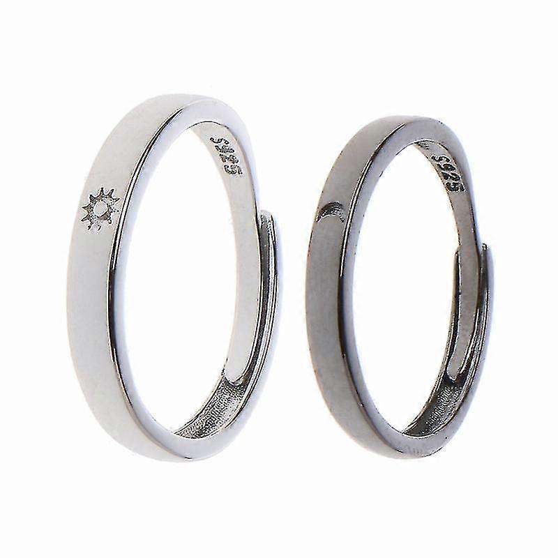 2 Pcs Sun Moon Lover Couple Rings Matching Knuckle Ring Adjustable Ring