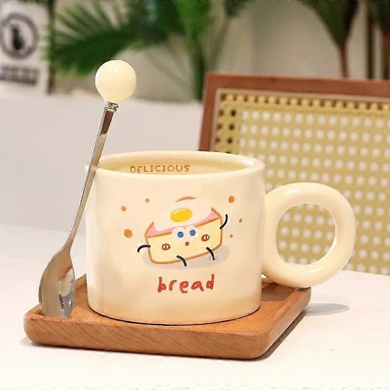 Cute Cartoon Pattern Breakfast Cup, Ceramic Water Cup, Korean Style