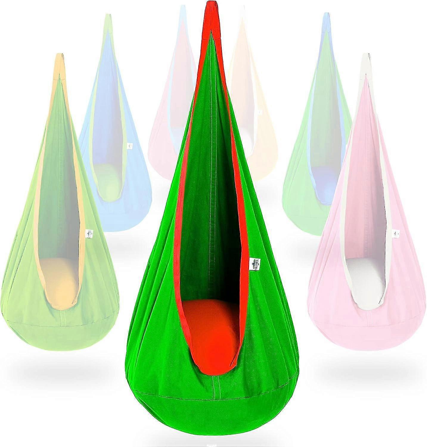Bambino Pod appeso altalena sedile amaca, cotone bambino altalena amaca sedia per uso interno ed esterno (verde)