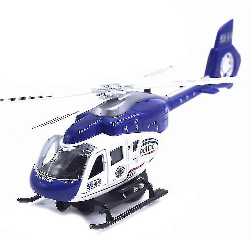 Nuovo realistico elicottero della polizia aereo tirare indietro led modello di musica per bambini collezione di giocattoli / YY Blu