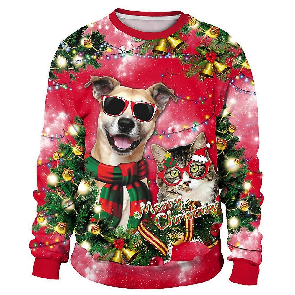 Bayanlar Erkekler Çift Noel 3D Baskı Sweatshirt Kazak Üst