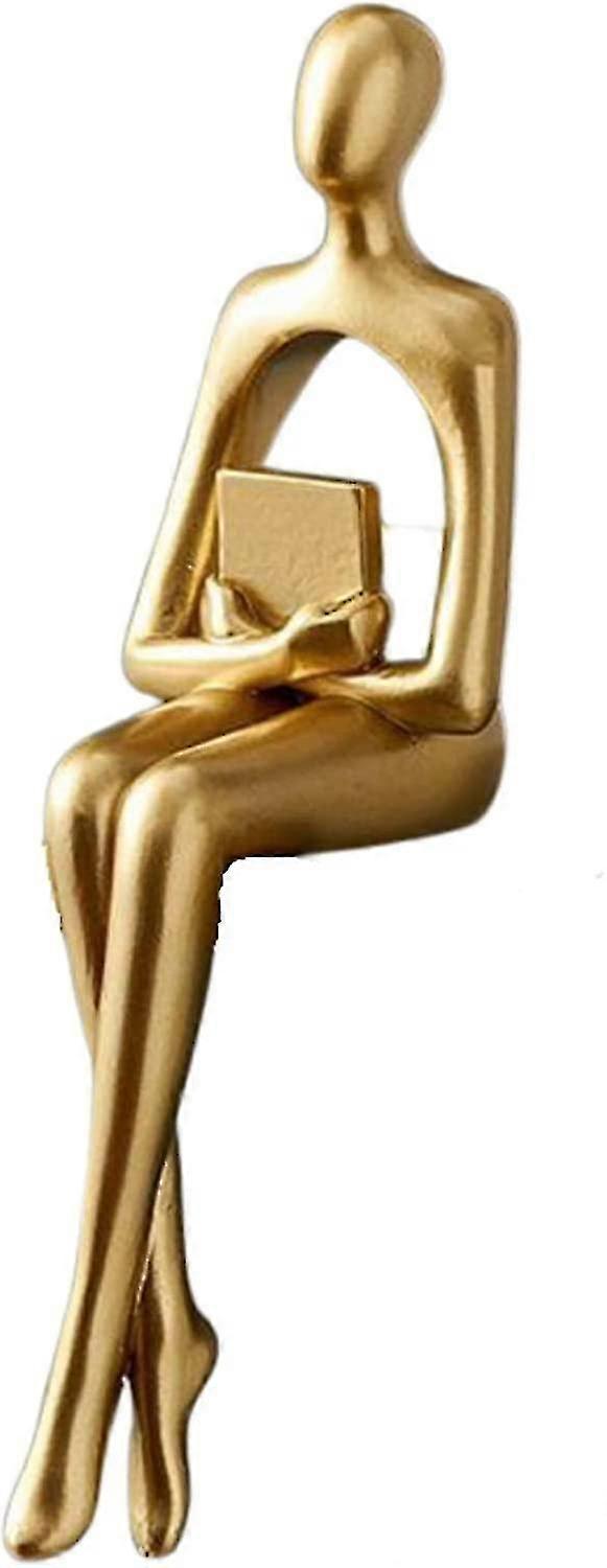 Gyllene abstrakta hyllfigurer, abstrakt man statysamling utklippskonst action staty prydnad prydnad för studiekontor