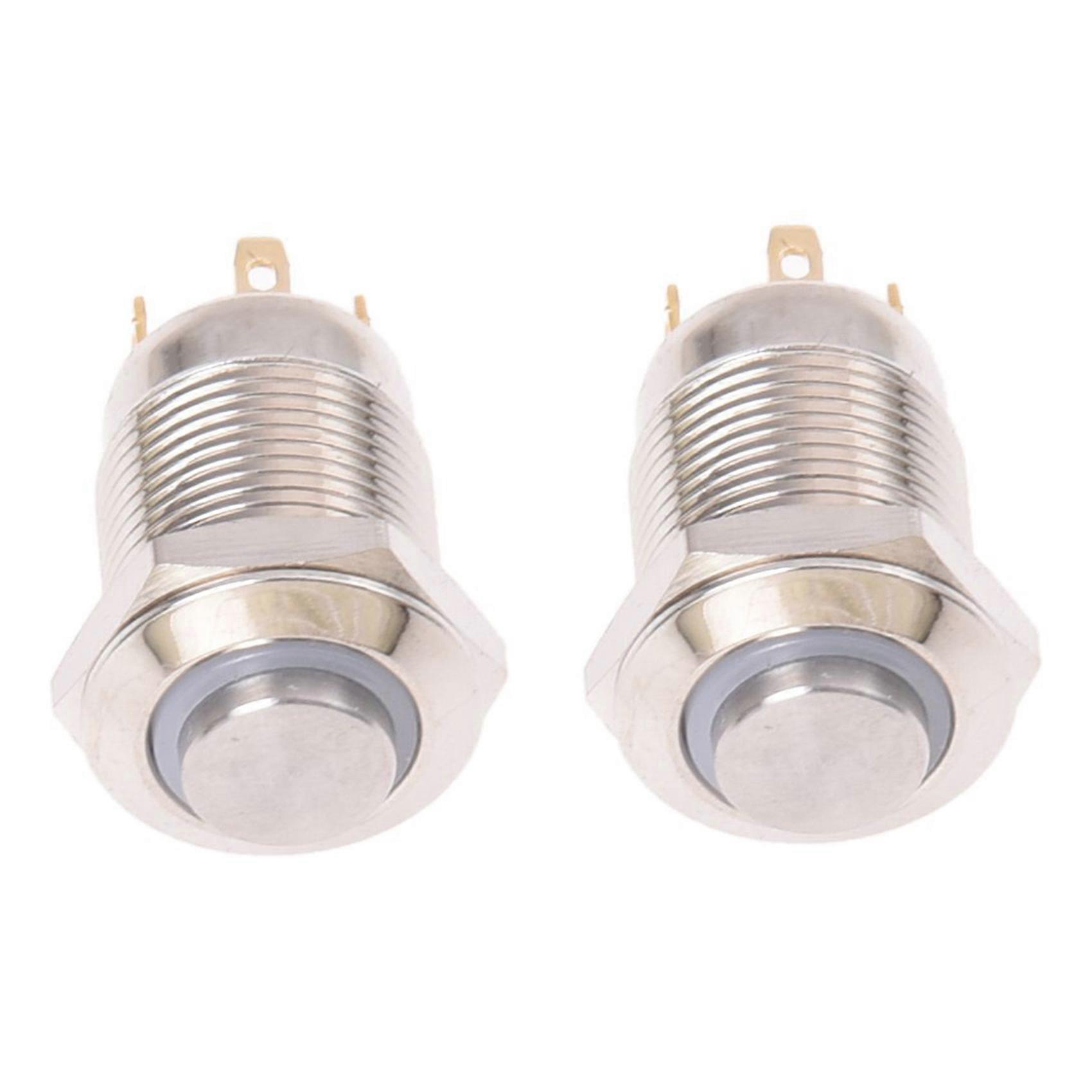 2X 3V Push Button Switch Doorbell Button Blue LED 12 mm Silver