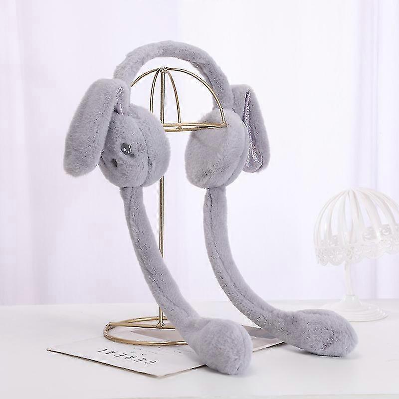 Plush Earmuffs Rabbit Ears Moveable Ears Ear Warmers Pink Rabbit Ears Headband Winter Warm Ear Protection